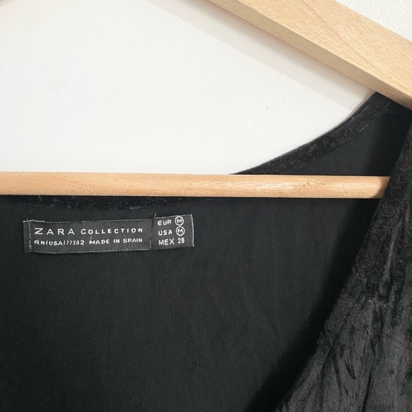 Zara Velvet Style V-Neck Sleeveless Top Size M Black - Picture 4 of 9